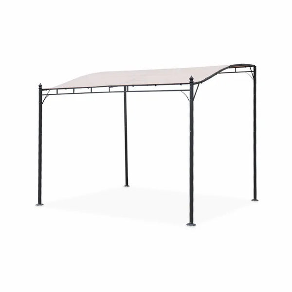 Pergola adossée 3x2.5m - Brestum - Toile beige - Pergola murale BRESTUM 3X2,5M
