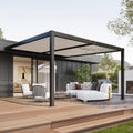 Pergola bioclimatique adossée 4 x 3 m à lames orientables en aluminium - Gris anthracite