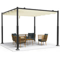 Pergola retractable 3x3m en metal et toile Polyester haute densite 180g/m2 beige