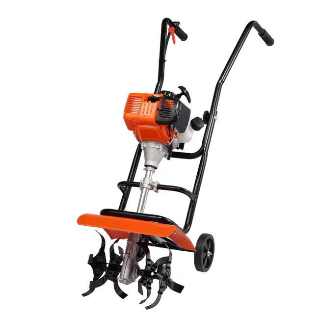 VEVOR Motobineuse Thermique à Moteur Essence 31CC à 4 Temps avec 4 Dents Avant Réglables en Grandes Roues Installation Facile Cultivateur pour Potager